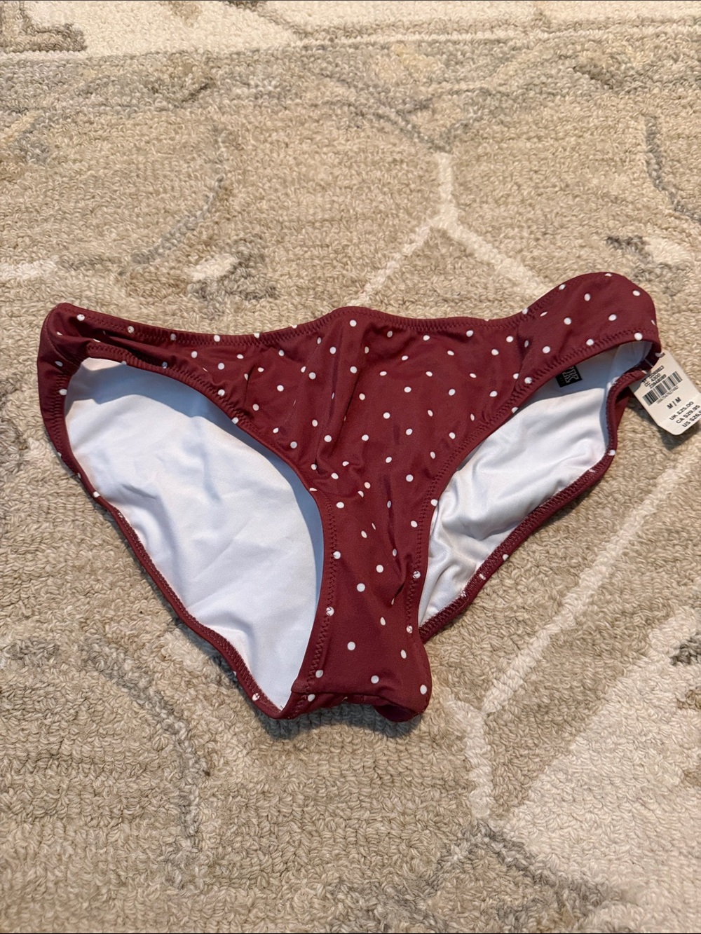 PINK Victoria's Secret Maroon Polka Dot Bikini Bottoms